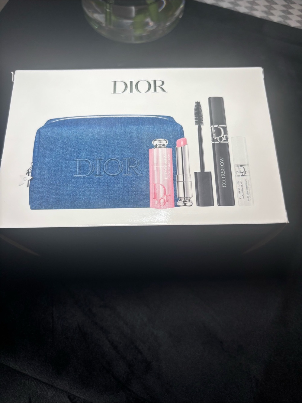 Dior Blue Denim Embroidered Cosmetic Pouch with Makeup Set Limited Edition